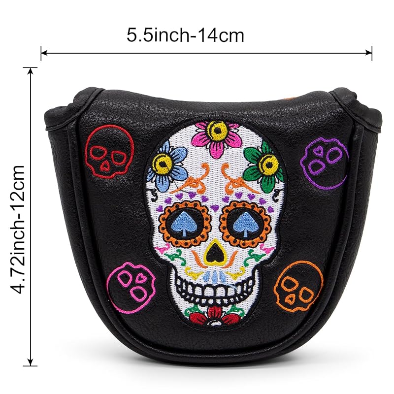Montela Golf Skeleton Putter Headcover - Black Mallet Driver Cover, Magnetic Closure