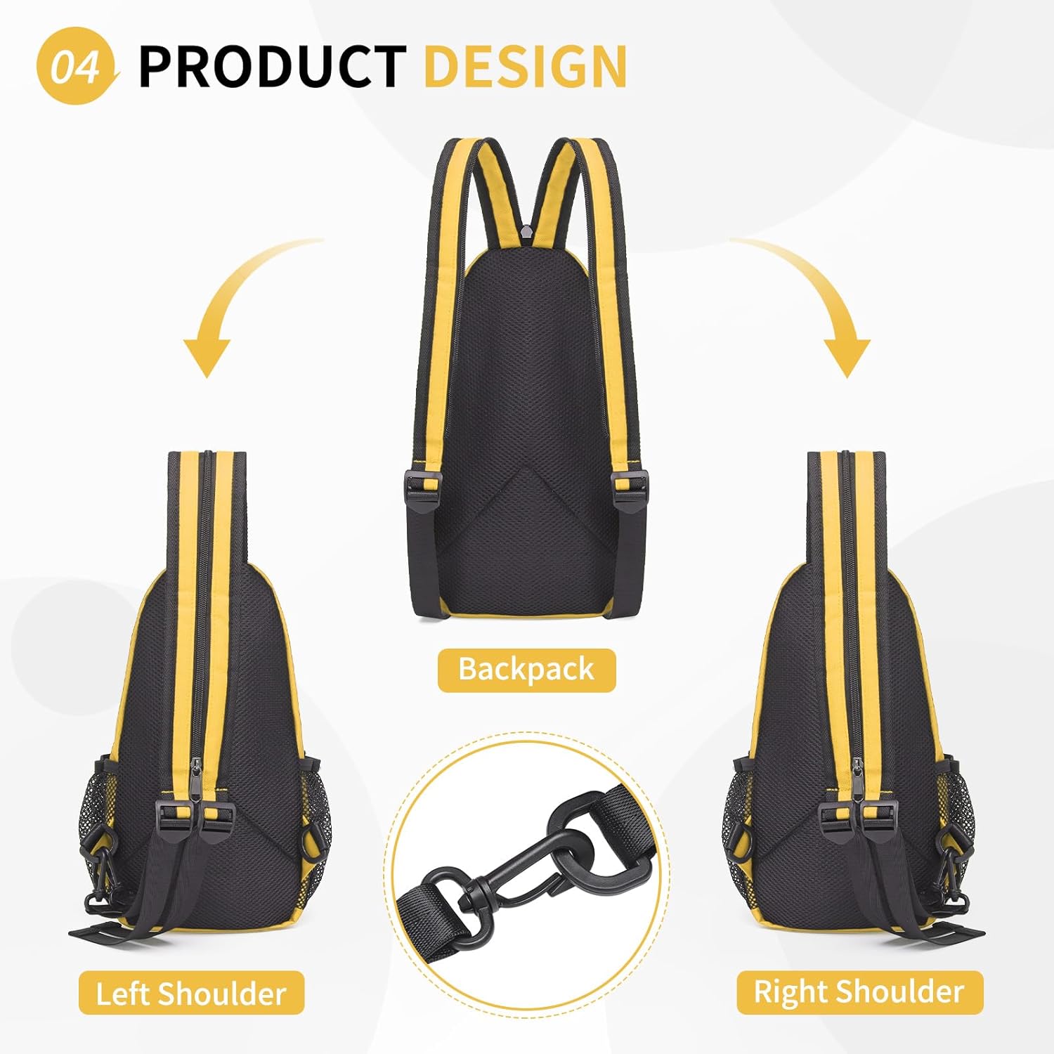 Skiennix Convertible Sling Bag - Lightweight Crossbody Backpack for 7.9" Tablets | Yellow