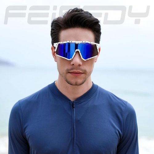 FEISEDY Polarized Sports Sunglasses - Lightweight TR90 Cycling Glasses for Men, Women & Teens | B4151