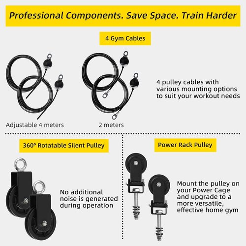 LAT Pulldown Pulley System - Home Gym Cable Machine Attachment for Weight Lifting | Complete Workout Kit