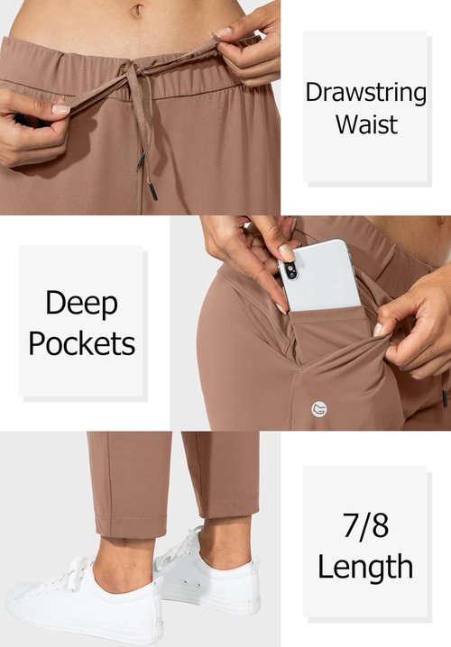 G Gradual Women's 7/8 Stretch Ankle Sweatpants - Deep Pockets for Golf, Travel & Lounge