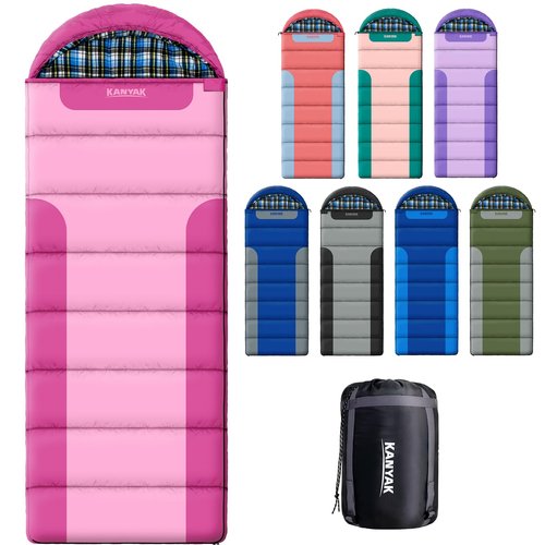 Sleeping Bags for Adults Teens Cold Weather &Warm, 3 Seasons, Cotton Flannel Liner Sleeping Bag, Lightweight Compact Camping Essentials Equipment, Hiking, Outdoor, Travel(T-Shaped) (Double Pink)