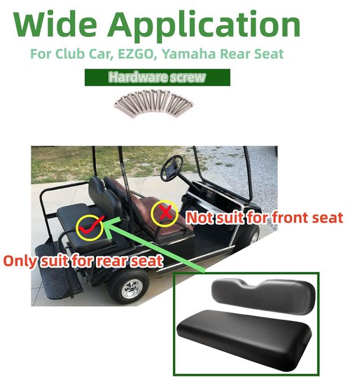 Dr.Acces Golf Cart Replacement Rear Seats Universal Rear Cushions for Club Car EZGO Yamaha Cushion Back Seat Dedicated for Flip Rear Seats (Black)