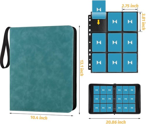 GERMUN 720 Card Binder - Premium 9 Pocket Double-Sided Album for Trading Cards | Lake Blue