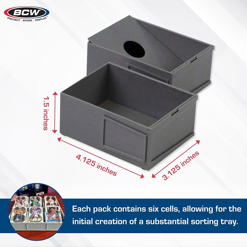 BCW Modular Card Sorting Trays, 6-Cell Grid, 2 Pack — 12 Cells Variation