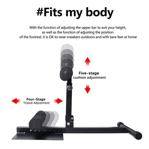 INNOLIFE Sissy Squat Machine Adjustable Height, Protective Foam Thick Steel Fitness Home Gym (Black)