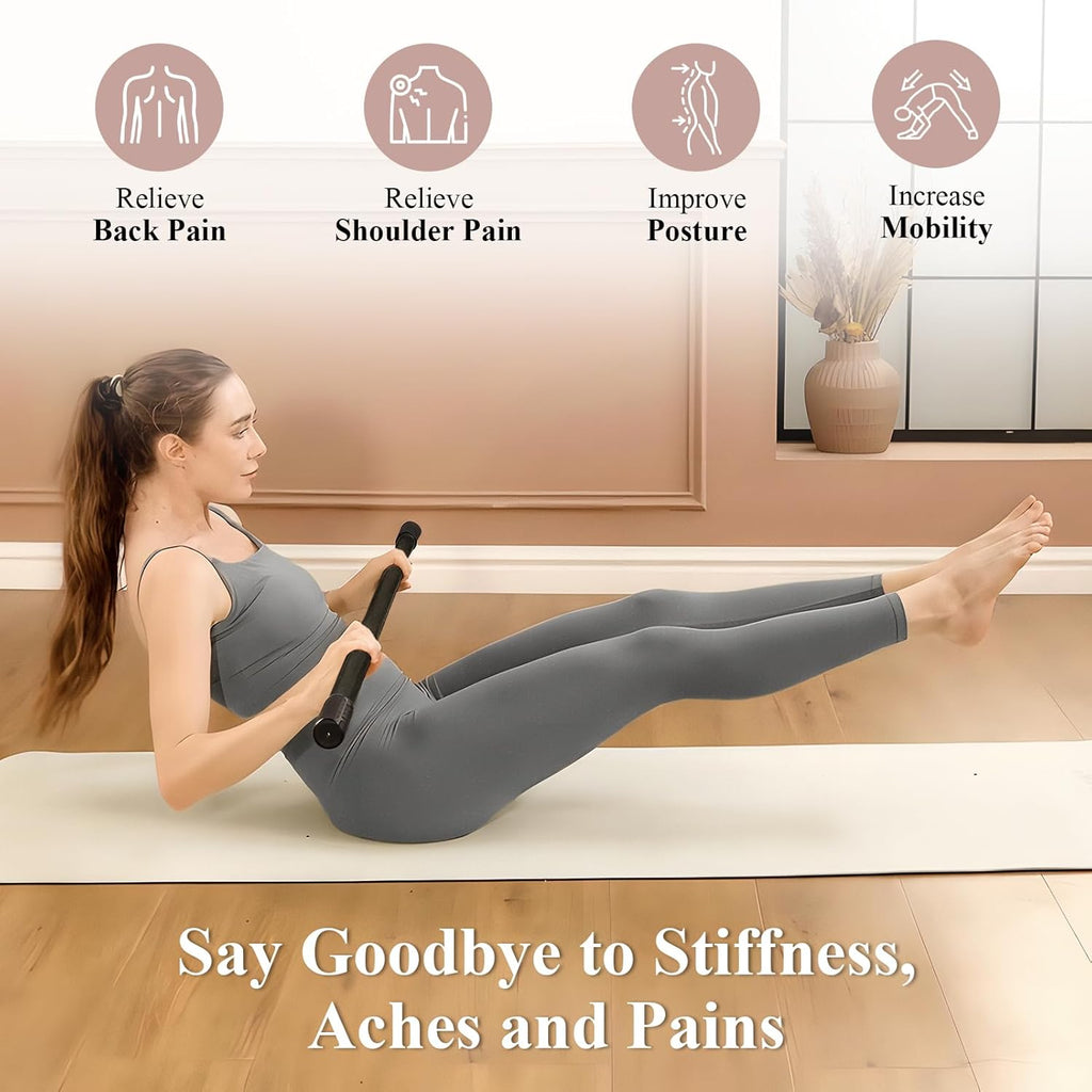 PAETA Yoga Stick - 5ft Bamboo Stretch Bar for Enhanced Mobility & Flexibility | Non-Slip Grip Included