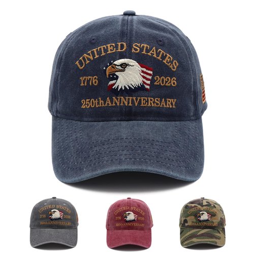 250 Anniversary USA Hat，USA 250th Merchandise 1776-2026 Patriot Cap Adjustable Embroidered 250 Year American Anniversary Hat for Men Women Blue