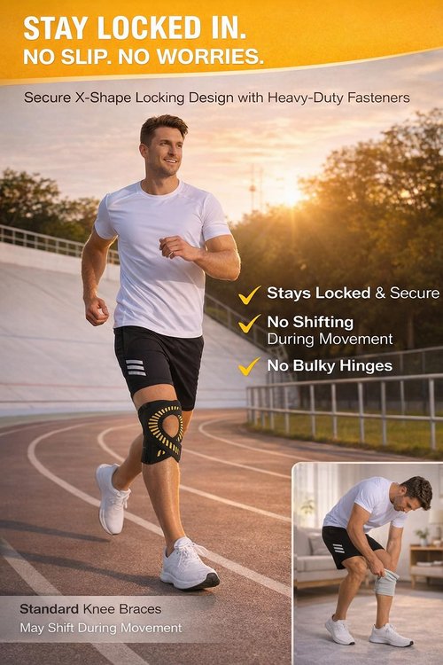 KNEEBRIGHT Light Hinged Knee Brace for Women, Strong Adjustable Compression Knee Brace for Men, Quick Wrap Around Patella Support with Side Stabilizers for Meniscus Tear, Arthritis Size XL(Plus Size)