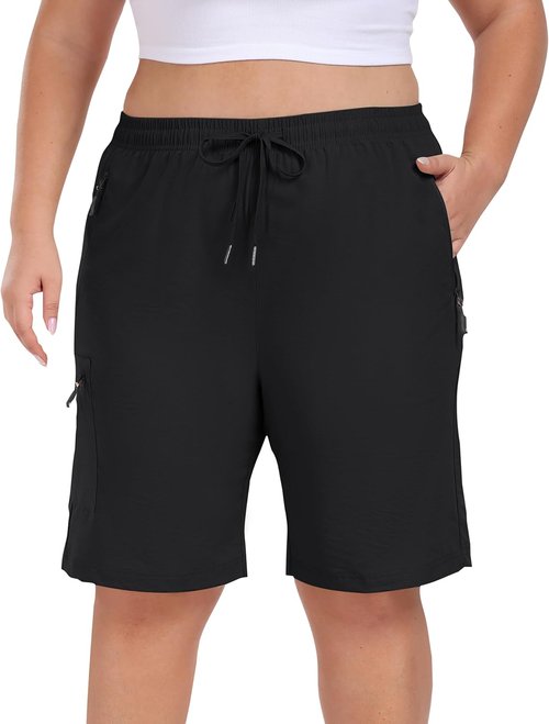 MoFiz Women's Plus Size Hiking Cargo Shorts - Quick Dry Lightweight Summer Shorts with Pockets