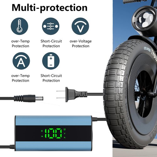42V 2A Electric Scooter Charger 5 in 1 Plugs Universal,for 36V Electric Scooter Ebike Lithium Battery, Smart Display, Fast Charging, Overcharge Protection, Compatible with Multiple Models
