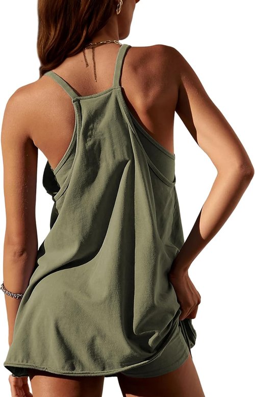 Lentta Women's Athletic Mini Dress - Sleeveless V-Neck with Built-In Shorts | Perfect for Summer