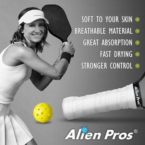 ALIEN PROS Pickleball Overgrip (4-Pack) with Ridges for Better Grip Control - Precut and Tac Feel Pickleball Grip Tape - Non-Slip Pickleball Paddle Grip Tape for High Performance (Ridged Ltac, Black)