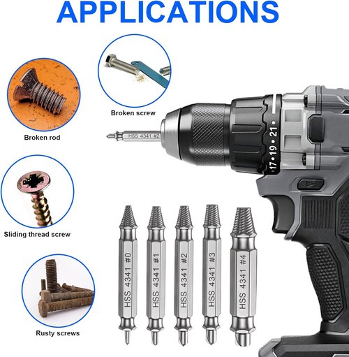 Damaged Screw Extractor Set - 6 PCS Titanium Stripped Screw Removal Tool for Easy Extraction