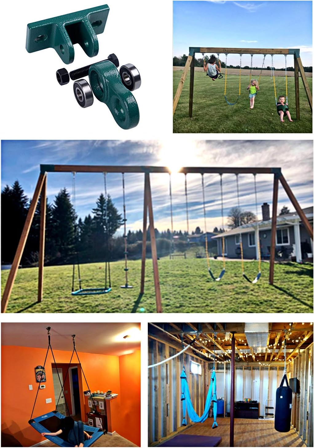 ABUSA Heavy Duty Swing Hangers - 5000 lb Capacity for Indoor/Outdoor Use | 4 Pack with Screws & Bolts