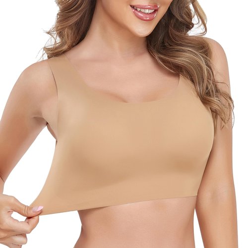 Women's Seamless Pull Over Bras with Removable Pads, Wide Smoothing Back, Bonded Hem for No Movement & All-Day Comfort(US, Alpha, Large, Regular, Regular, Sienna)
