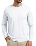 Boladeci Swim Shirts for Mens Rash Guard Long Sleeve UV Protection SPF Fishing Shirts Quick Dry Breathable Hot Weather Running White Large