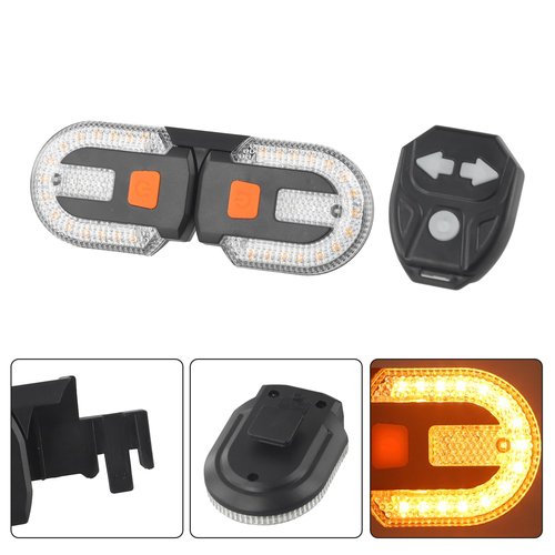 Bike Tail Light with Remote Control and Turn Signals, USB Rechargeable Bright LED Yellow and Red Lamps, 5 Lighting Modes, IPX6 Waterproof for Mountain and Road Bikes, Bike Turn Signal Light