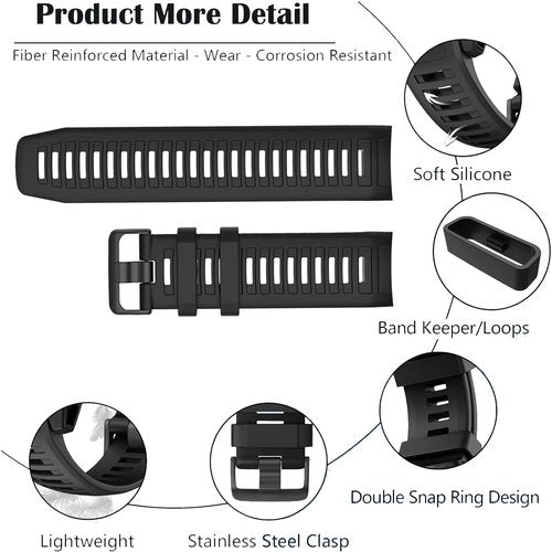Waterproof Band Compatible with Garmin Instinct Watch Bands, 22mm Soft Silicone Replacement Watch Strap for Garmin Instinct 2 / Instinct Esports/Solar/Tactical (White)
