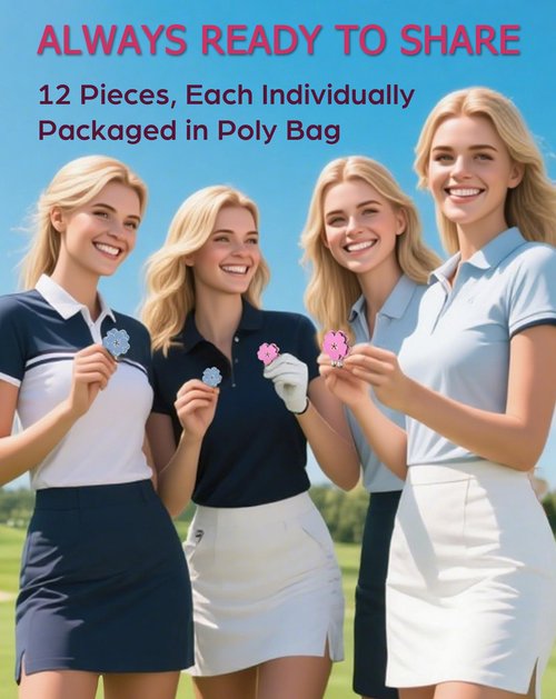 BSTWARM 12 PCS Magnetic Golf Ball Marker with Hat Clip, Golf Hat Clips with Flower Shape Ball Markers for Women & Men Golfers