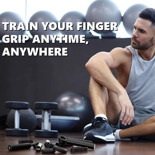 Professional Hand Grip Strengthener Trainer Kit, 50-100LB Metal Hand Gripper with 2 Finger Stretcher & 2 Grip Ring Wrist Foream Strengthener Exercise Workout Trainer for Pro Beginner (Black)