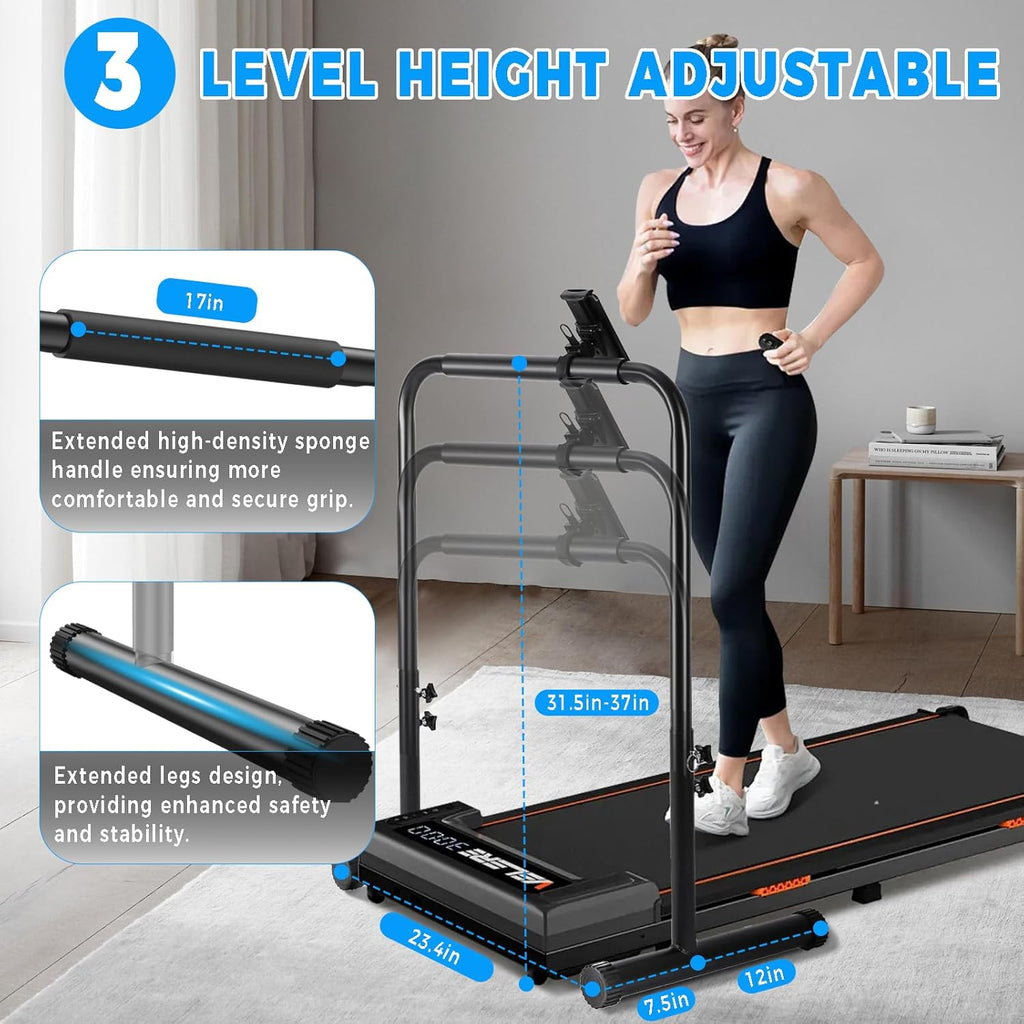 Walking Pad Handle Bar - Adjustable Height Treadmill Attachment with Phone Holder | 27.6" Wide