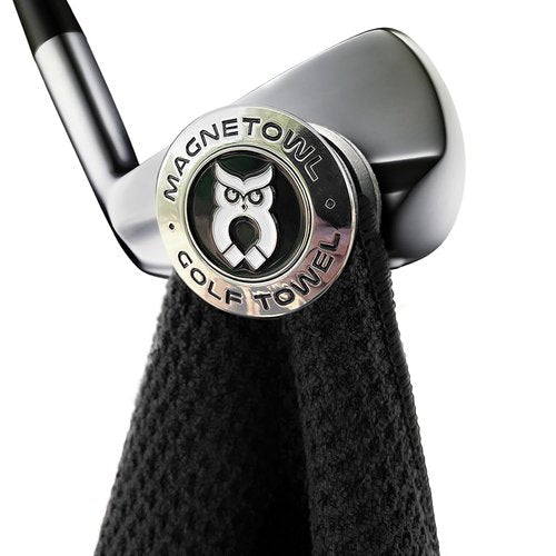 Magnetic Golf Towel Clip (Turn Any Golf Towel Magnetic) - with 2 Removable Ball Markers - Highest Strength Magnet - Removable and Resuable Towel Magnet - (Black)