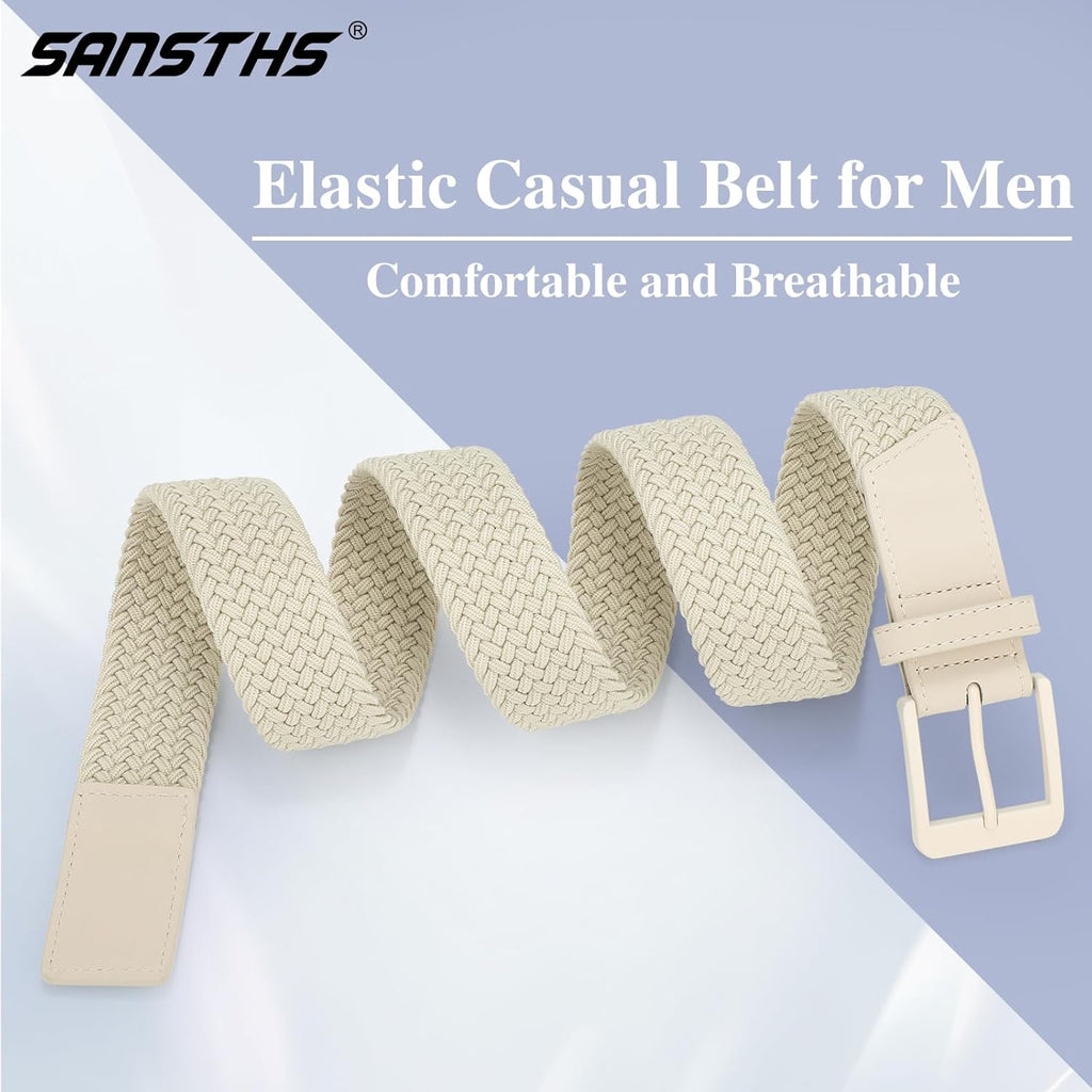 SANSTHS Golf Belt - Elastic Braided Design with Metal Buckle for Men & Women | Stretch Webbing for Casual Wear
