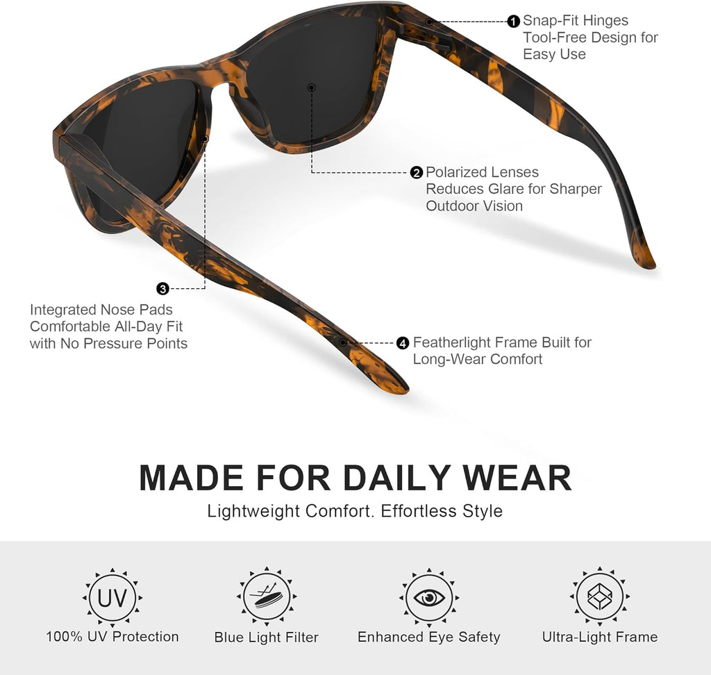 Polarized Sunglasses - Lightweight UV Protection Shades for Men & Women | Ideal for Driving & Fishing