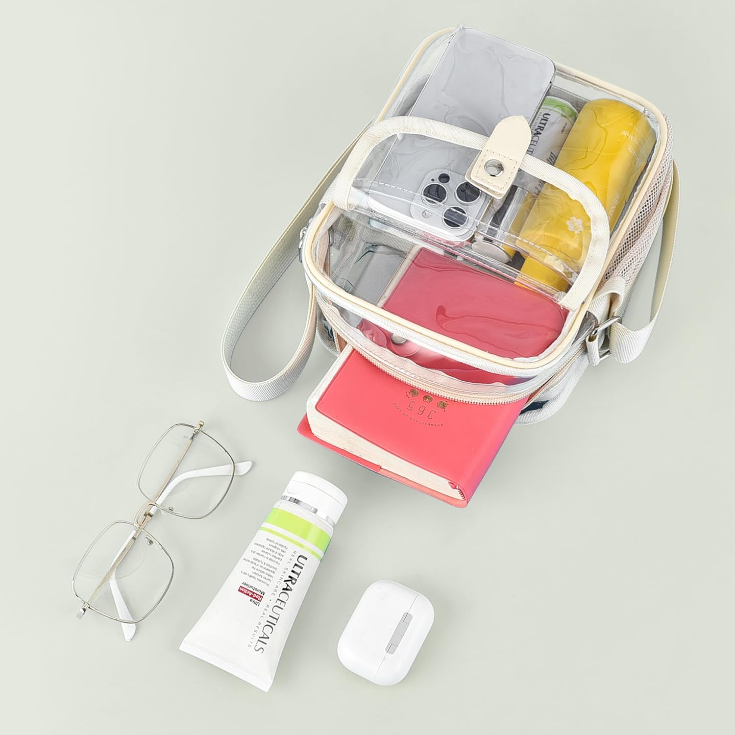 Spodears Clear Crossbody Bag - Perfect for Stadiums, Concerts & Festivals | Adjustable Strap & Bottle Holder