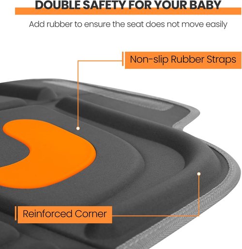 HEYTRIP Car Seat Protector - Waterproof & Non-Slip Design for 0-12 Years - Dark Grey Orange