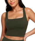 CRZ YOGA Butterluxe Crop Tank Tops for Women - Padded Longline Sports Bra | Comfortable Yoga Camisole