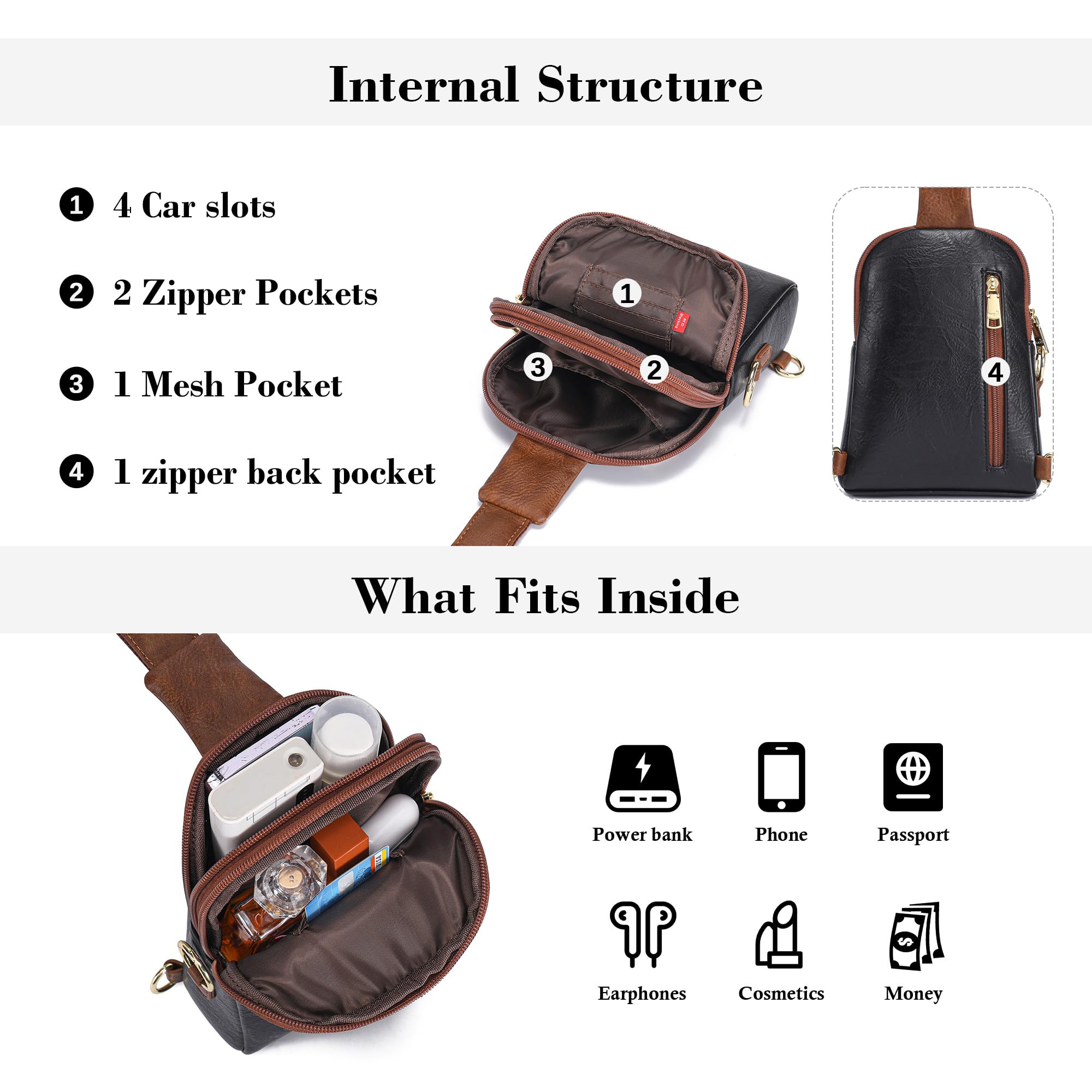INICAT Women's Small Sling Bag, Lightweight Everyday Vegan Leather Crossbody Purse for Daily Essentials and Travel Light(anti theft)