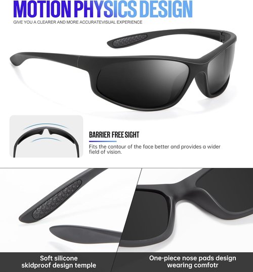 KALIYADI Polarized Men's Sunglasses - UV Protection Sport Glasses for Running, Cycling & Fishing