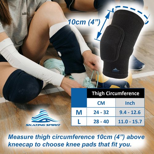 SkatingSpirit Soft Knee Pads Elbow Pads (1 pair) For Dancing Figure Skating Gymnastic, Youth Adult Anti-slip Anti-collision Curved Padding Open Kneepit (L)