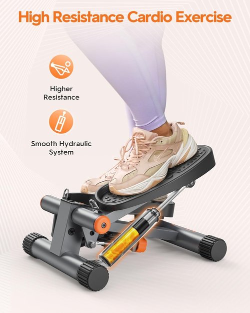 Niceday Mini Stepper - Home Exercise Equipment with Resistance Bands & LCD Monitor | 300LBS Capacity, Black