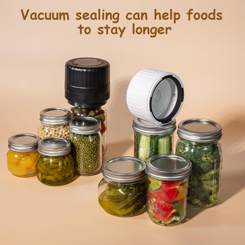 HTPOW Electric Mason Jar Vacuum Sealer - Fully Automatic Sealing Kit for Regular & Wide Mouth Jars - Black