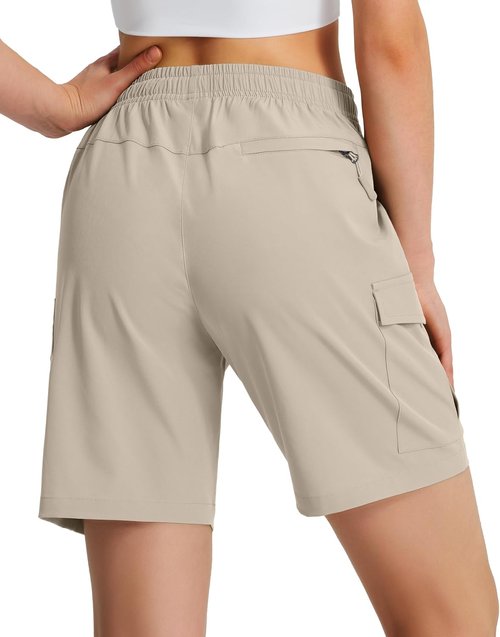 Ksmien Women's Hiking Cargo Shorts - Lightweight Quick-Dry Summer Shorts with Zipper Pockets | 7" Length