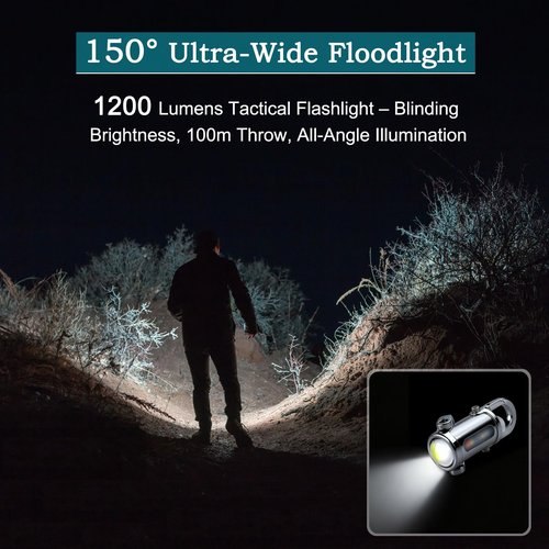 AOLBSPD 3-in-1 Keychain Flashlight, Rechargeable 500/1200 Lumens EDC Tool with Red/Blue Strobe, Emergency Recharge Your Phone , IPX7 Waterproof, Portable for Outdoor, Camping, Hiking & Survival Gear
