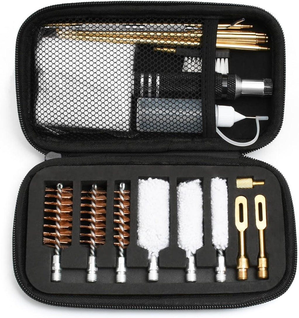 Shotgun Cleaning Kit - 12, 20, 410 Gauge | Bronze Brushes, Brass Adaptor & Cotton Mops Included