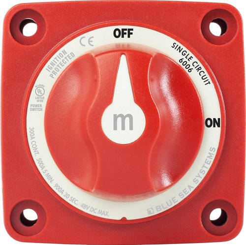 Blue Sea 6006 m-Series Mini Battery Switch - Single Circuit ON/OFF - Compact Red Design