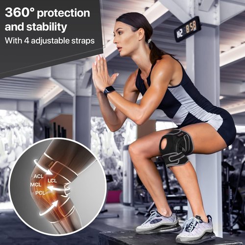 Dr. Brace Elite Knee Brace - Maximum Pain Support with Side Stabilizers & Gel Pads | Large Mercury