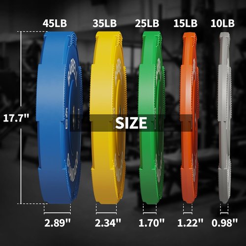 Mikolo Olympic Weight Plates - Enhanced Grip Bumper Plates for Strength Training | 2 Inch Size