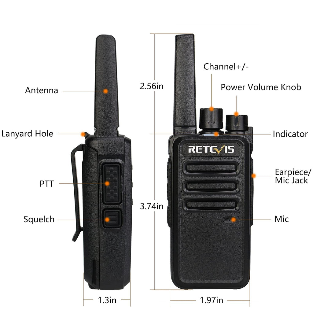 Retevis RT68 Walkie Talkies for Adults, 2 Way Radios Long Range, Hands Free, 1200mAh Battery, Portable Walkie Talkie Rechargeable with USB Charging Base, for Hunting Hiking (4 Pack)