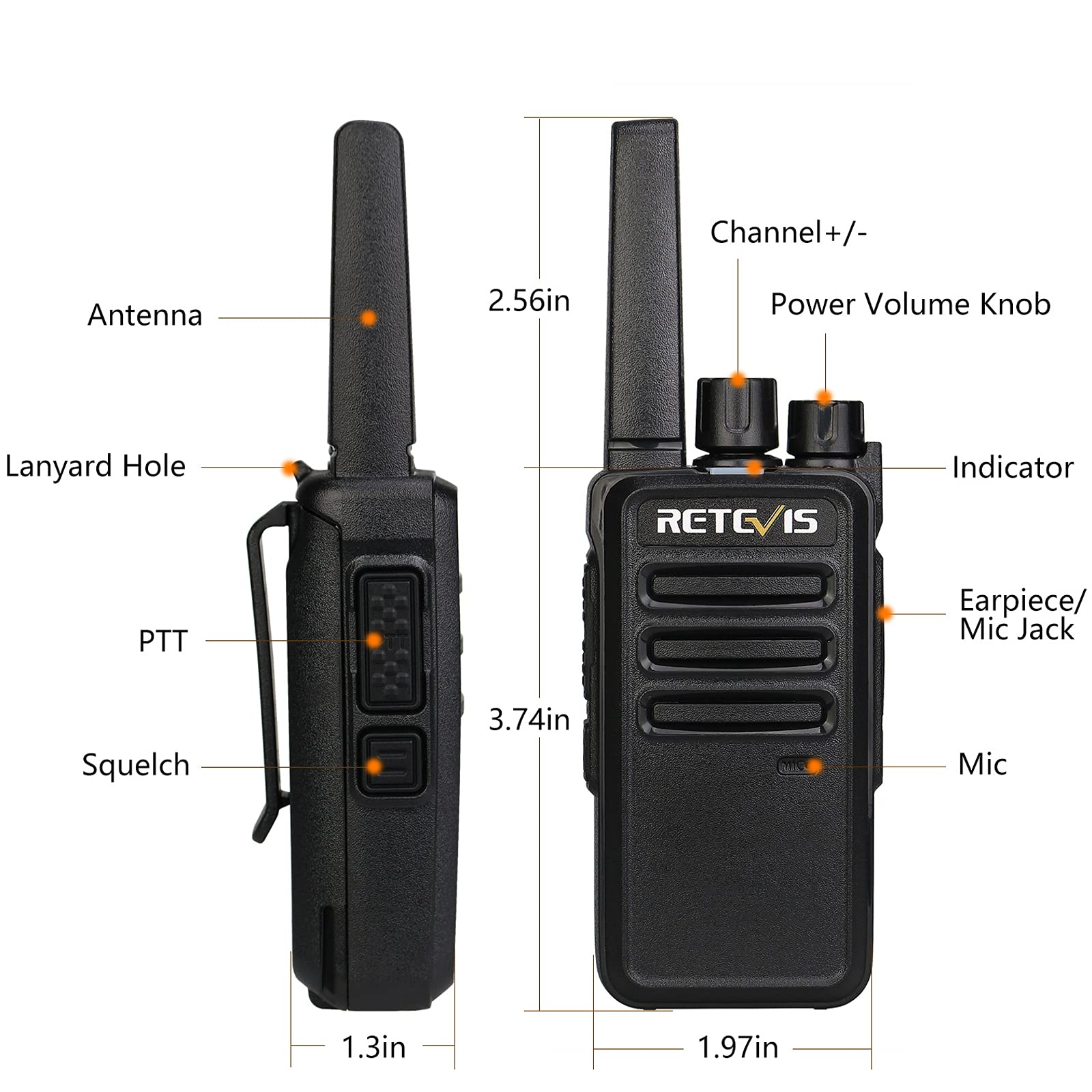 Retevis RT68 Walkie Talkies for Adults, 2 Way Radios Long Range, Hands Free, 1200mAh Battery, Portable Walkie Talkie Rechargeable with USB Charging Base, for Hunting Hiking (4 Pack)
