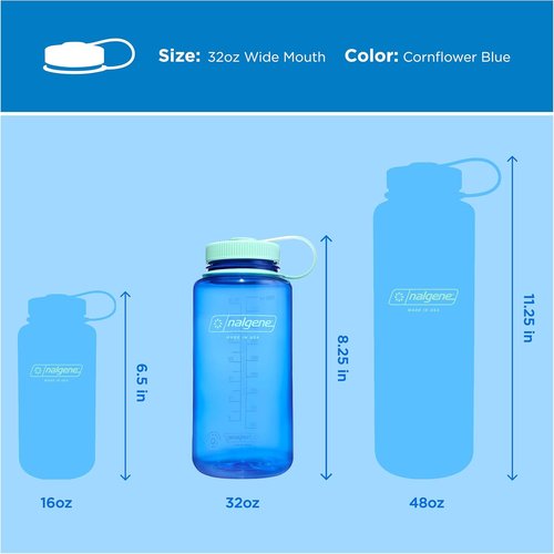Nalgene 32 oz Wide Mouth Water Bottle - BPA-Free, Durable & Leak-Proof for Hiking, Gym & Travel