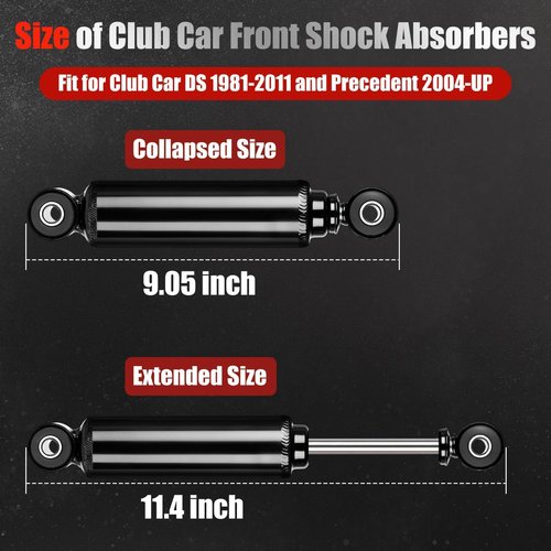 Club Car Front Shocks Golf Cart Shock Absorbers for Club Car DS G&E 1981-2011, Precedent G&E 2004 up, Tempo 2018 up, OEM 1010991, 1014235, 102588601, 2 Pack