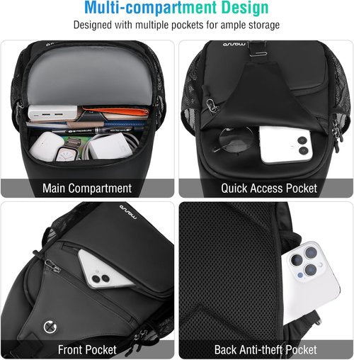 MOSISO Crossbody Sling Bag - Versatile Travel Backpack for Men | Compact Over Shoulder Chest Bag in Black