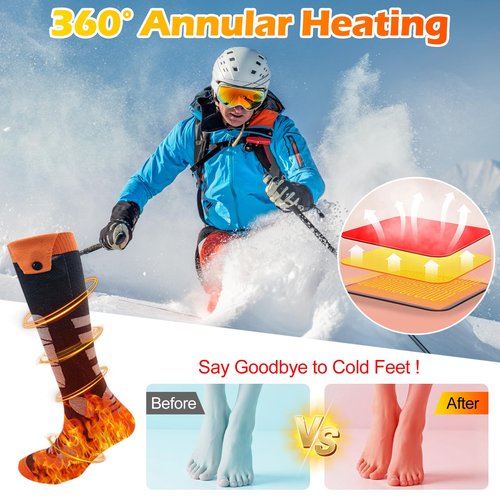Heated Socks for Men Women with APP Control, Rechargeable Electric Warm Cold Weather Thermal Socks 4 Heating Levels for Hunting, Camping, Hiking, Skiing, Walking, Fishing, Cycling, Outdoor Work