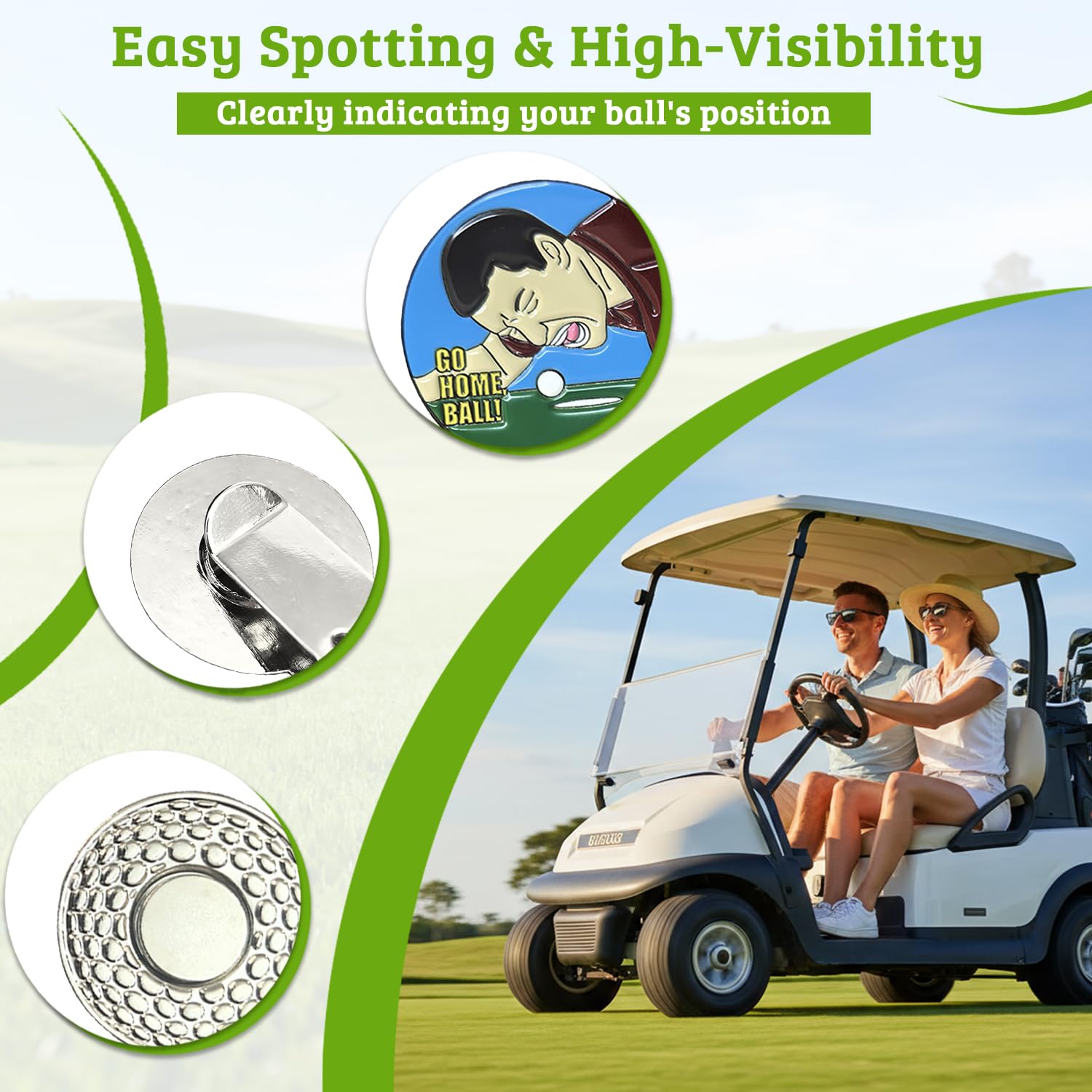 Ricomboo Golf Ball Marker with Magnetic Hat Clip, Funny Money Design Markers for Men & Women, Golf Accessories Gifts for Birthday, Father’s Day, Players, Golfer (4 PCS)